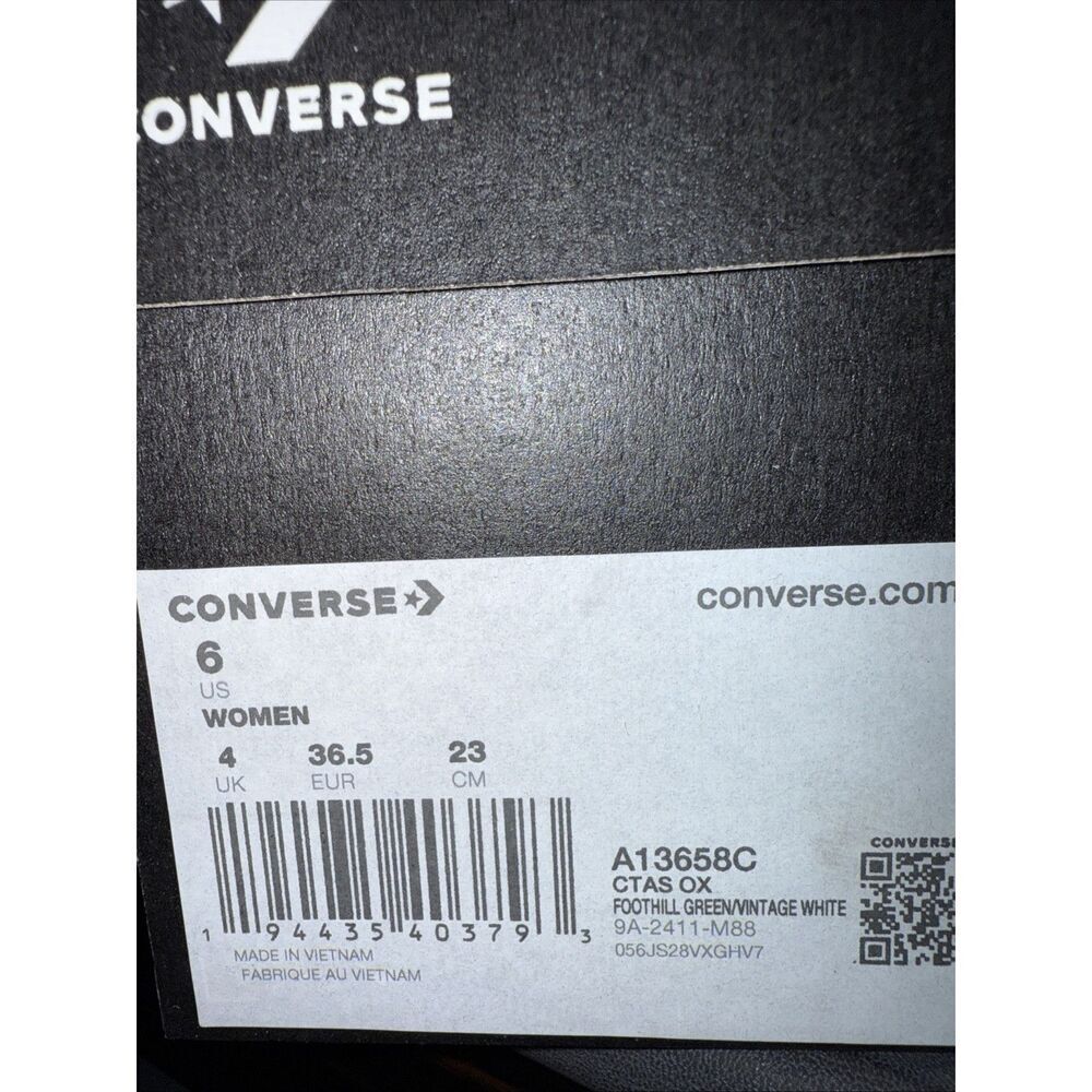 Converse Chuck Taylor All Star Rose Cross Stitch Sneakers Green A13658C Size 6 - Picture 8 of 8